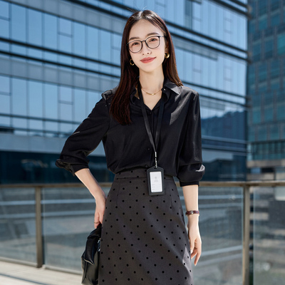 娅丽达高级感职业缎面衬衫女