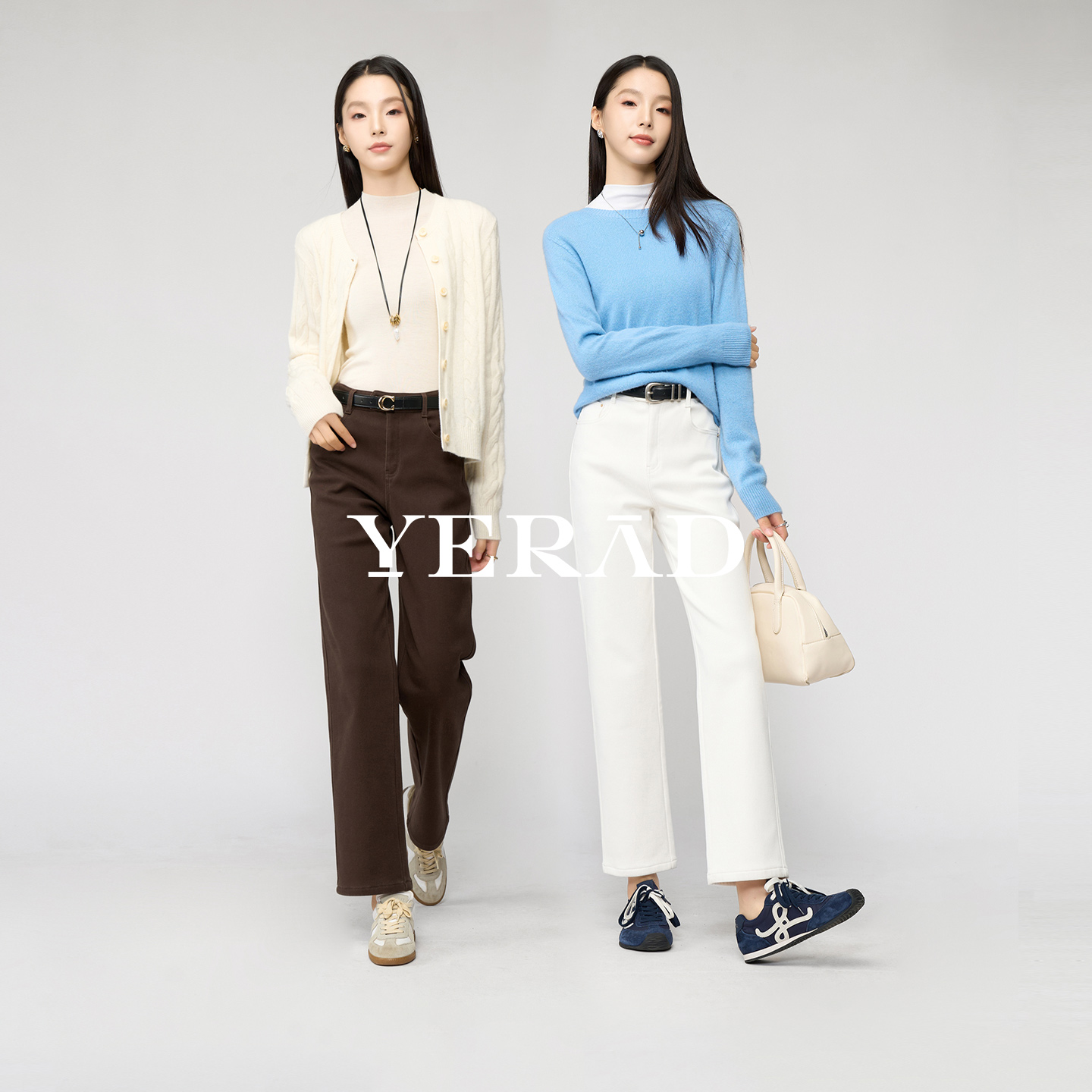 娅丽达加绒直筒牛仔裤女冬新款