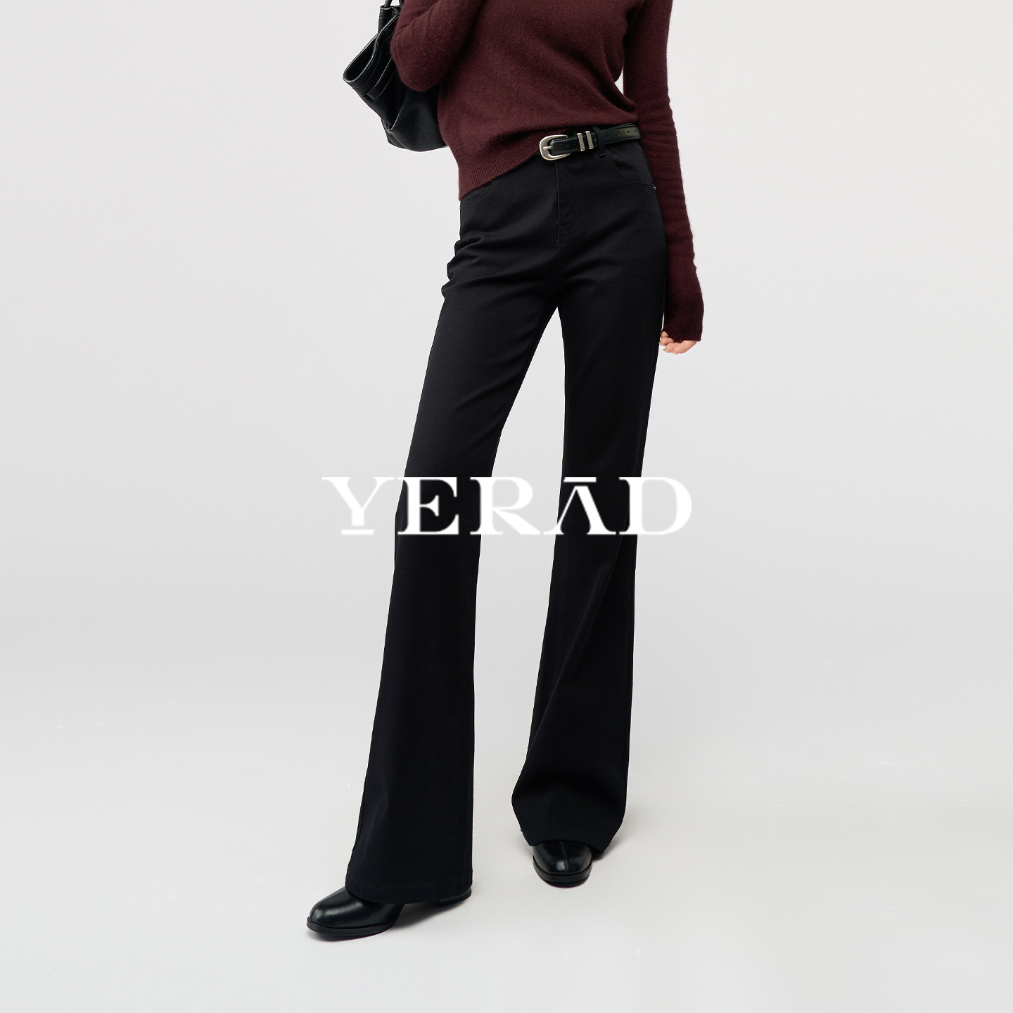 娅丽达弹力牛仔微喇裤秋新