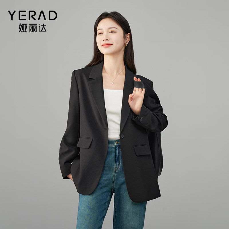 休闲宽松西装外套设计感明线西服