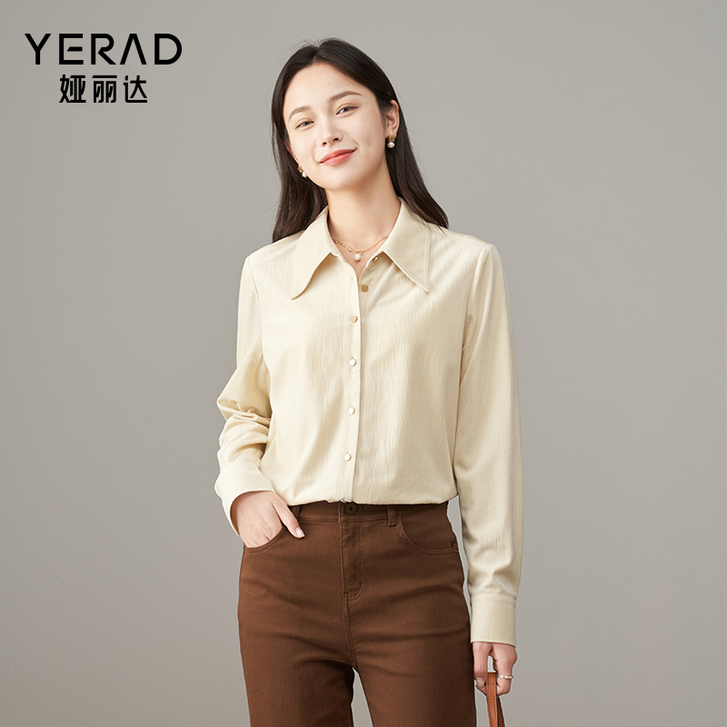 娅丽达通勤气质磨毛衬衫女