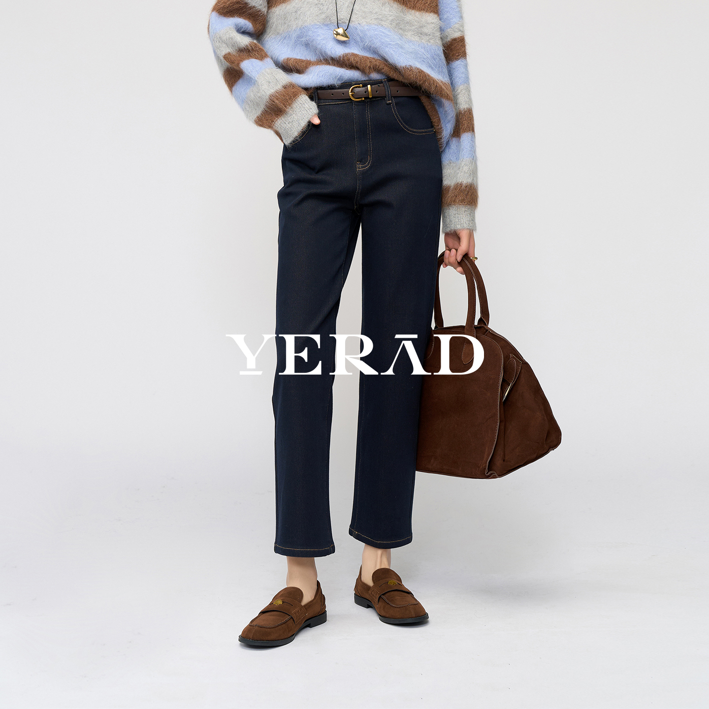 娅丽达加绒锁色直筒裤女新