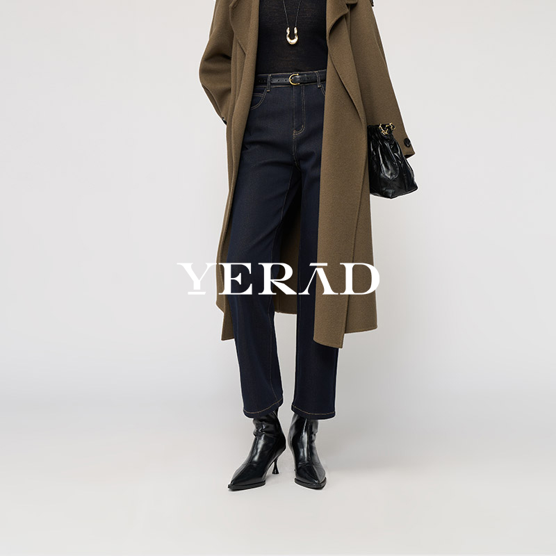 娅丽达锁色直筒牛仔裤