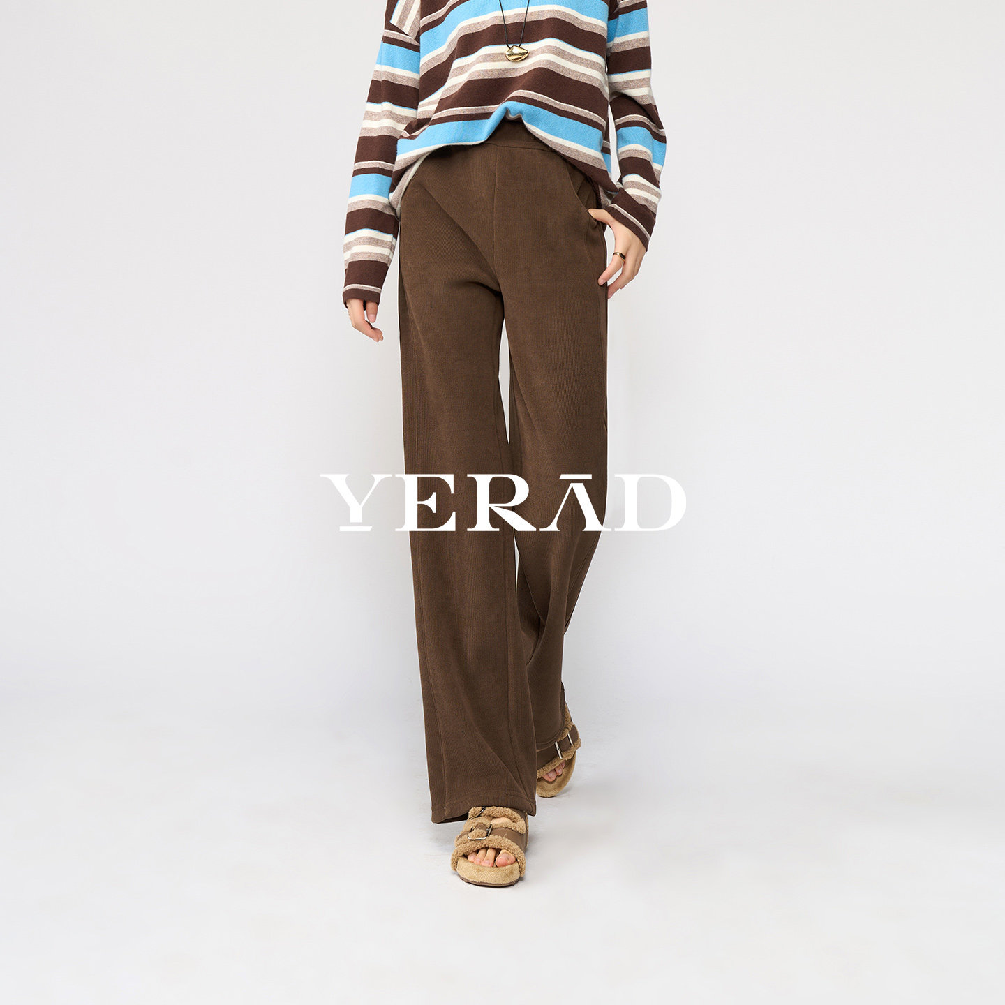 娅丽达雪尼尔窄版阔腿裤女冬季2025新款休闲女裤子加厚毛呢直筒裤,女装/女士精品,休闲裤,淘宝优惠券,粉丝福利购,淘宝优惠卷