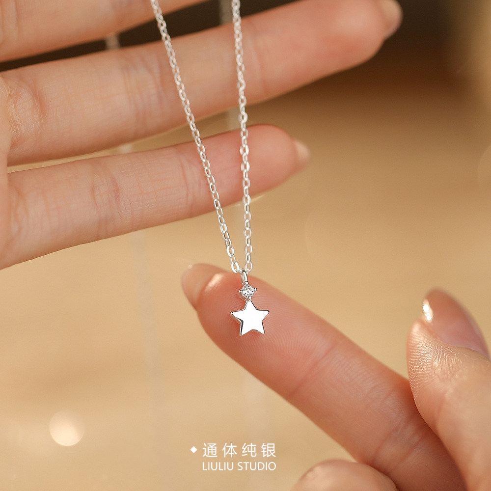 纯银s999迷你精致星星项链女生轻奢小众高级感锁骨链生日礼物
