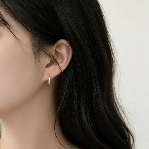 s925纯银简约素圈百搭个性弹簧圆形耳夹耳饰女