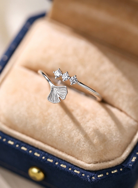 小银杏S925纯银开口可调女戒