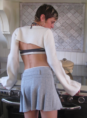 AXIS OF 美式学院风灰色百褶裙女高弹短裙秋冬短款宽松半身裙子