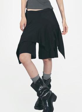 AXIS OF 纯色宽松直筒高弹两面穿褶皱系带中腰休闲裤中裤短裤