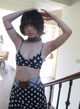 AXIS OF 弗拉明戈 经典复古三色波点内衣可外穿沙滩胸衣