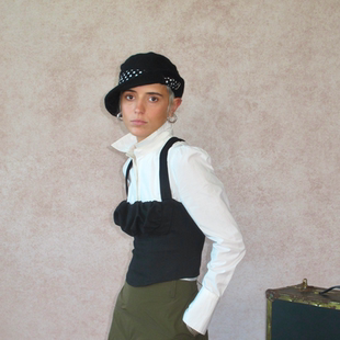 AXIS OF 新品 法式高弹黑色背心吊带女 春季收腰修身胸衣马甲