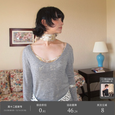 AXISOF灰色羊毛两面穿低领T恤