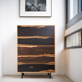 野木1978油画斗柜多斗侘寂风玄关柜抽屉式 孤品原木 储物卧室新中式