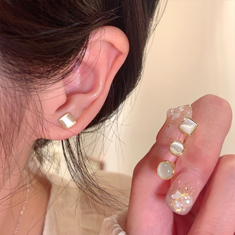 猫眼石精致套装耳钉秋冬轻奢高级感耳环女气质百搭冷淡风百搭耳饰 - FODO ACC 轻奢饰品出品