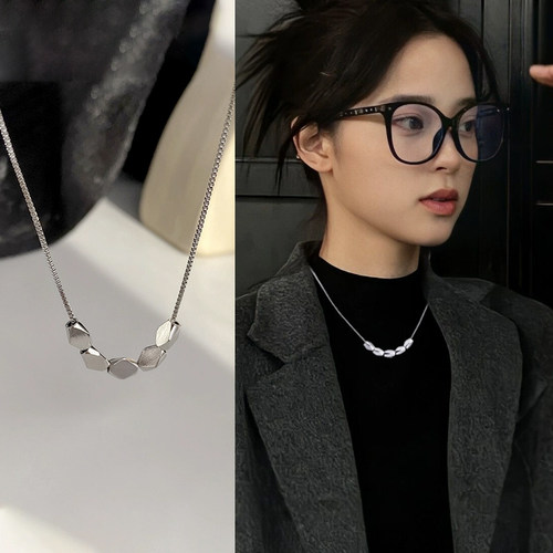 简约串珠碎银蛇骨项链女款高级感冷淡风轻奢毛衣链小众设计锁骨链