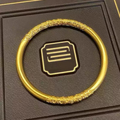 金色古法卷草纹素圈手镯复古宫廷风轻奢手环高级感小众精致手饰品