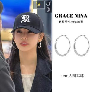 高级感冷淡风简约气质圈圈耳环女款 耳圈 高级感素圈耳饰品2025新款