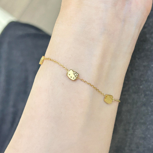复古金色猫咪手链女高颜值闺蜜学生手串轻奢高级感精致小众手饰品