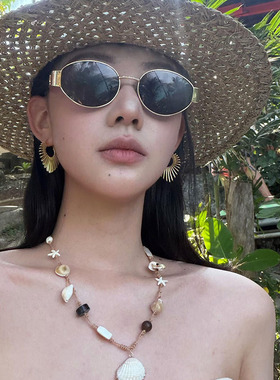 老钱风几何金属感桃心耳环女小众设计高级耳扣夸张海边度假风耳饰
