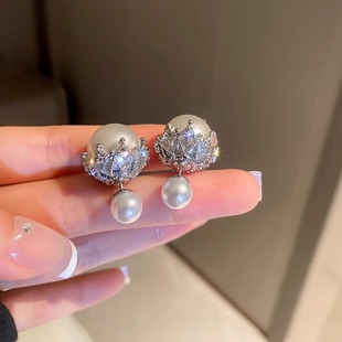 两戴式 前后小香风珍珠耳钉轻奢高级感耳环女小众独特秋冬百搭耳饰