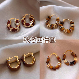 5G入秋~美拉德复古耳扣秋冬气质高级感耳环女小众独特耳钉耳饰品