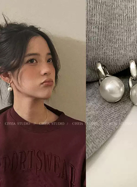 欧阳娜娜同款珍珠耳环女秋冬高级感气质耳钉冷淡风网红爆款耳饰品