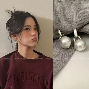 珍珠耳环女秋冬高级感气质耳钉冷淡风网红爆款 欧阳娜娜同款 耳饰品
