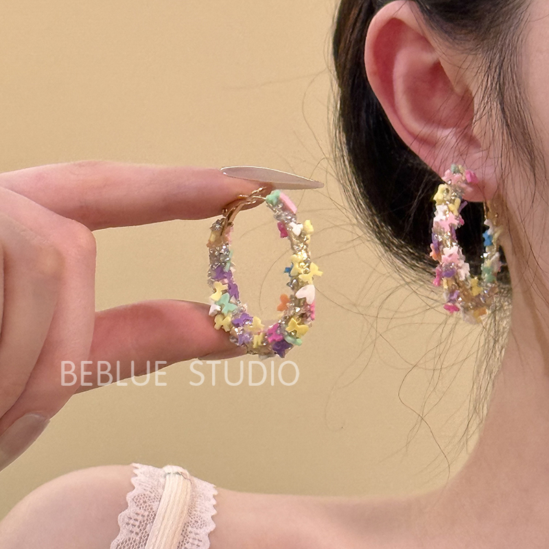 海邊度假風彩色蝴蝶耳圈