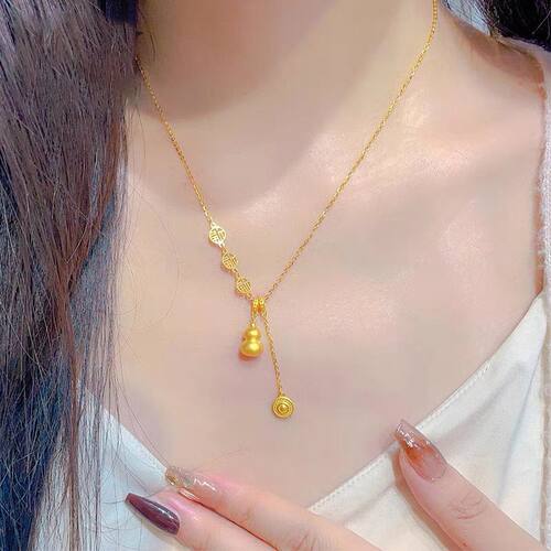 复古轻奢葫芦吊坠项链女高级感轻奢锁骨链小众颈链配饰简约毛衣链
