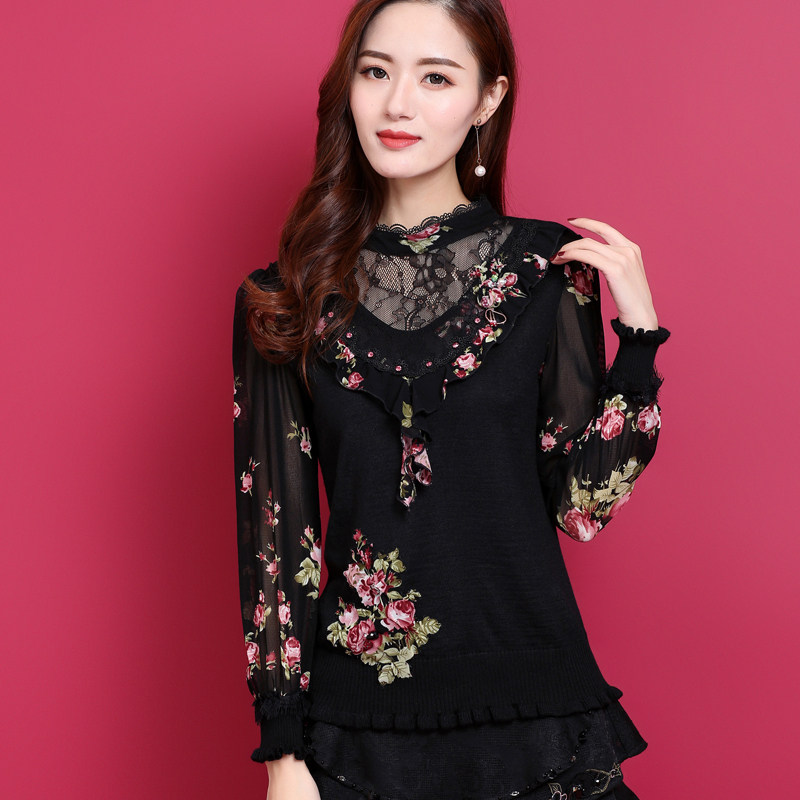 淑女粉红玛丽2023春夏新款针织衫羊毛衫打底衫上衣小衫女立领毛衣