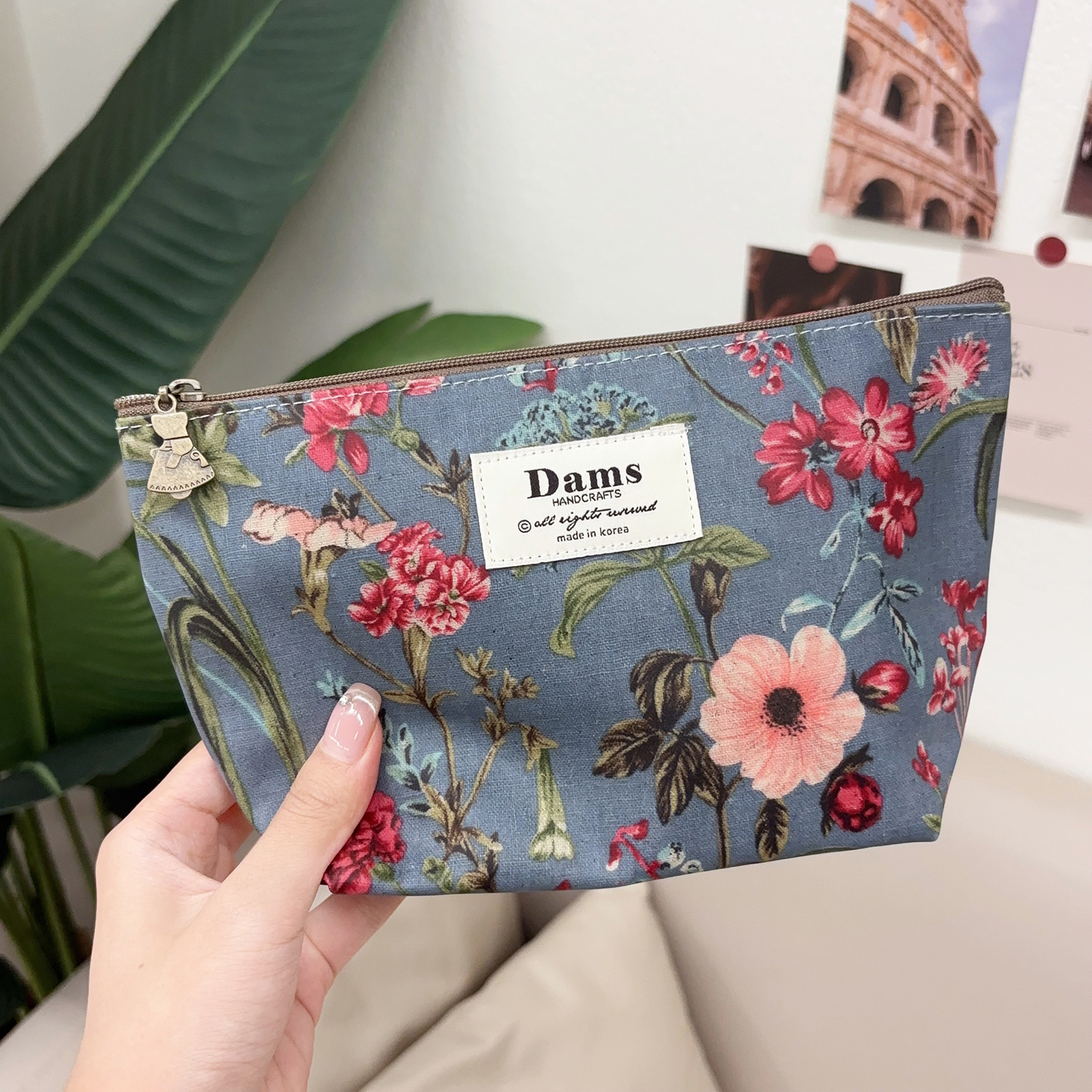 韩国复古优雅花朵化妆包收纳包新