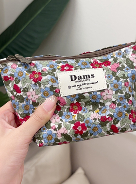 韩国进口DAMS防水复古文艺小清新花朵防水化妆包收纳包洗漱包便携
