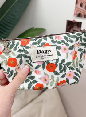 韩国进口DAMS防水可爱清新花朵化妆包袋收纳包洗漱包便携大号新款