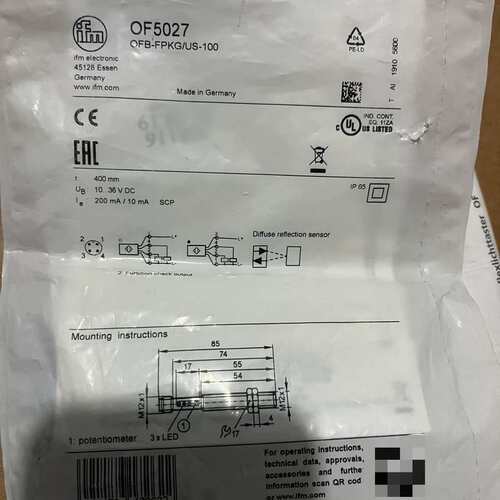 议价 IFM德国易福门OF5027 漫反射传感器 可维修