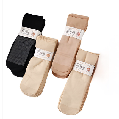 10双装春秋冬天鹅绒加厚短丝袜女棉底防滑女丝袜松口中筒短袜子
