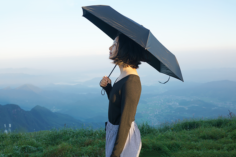 朴房 220g全遮光超轻全自动三折防晒彩胶伞防紫外线男女晴雨伞 UV