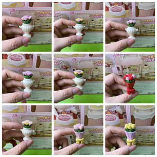 正品全新日本森贝儿家族过家家玩具公仔动物玩偶迷你摆件 花+花瓶