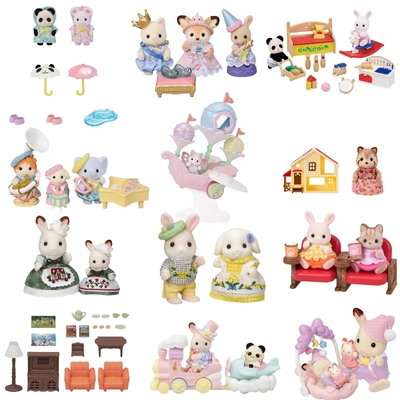 正品全新日本森贝儿家族过家家玩具公仔动物万圣节套装拿铁猫海豚