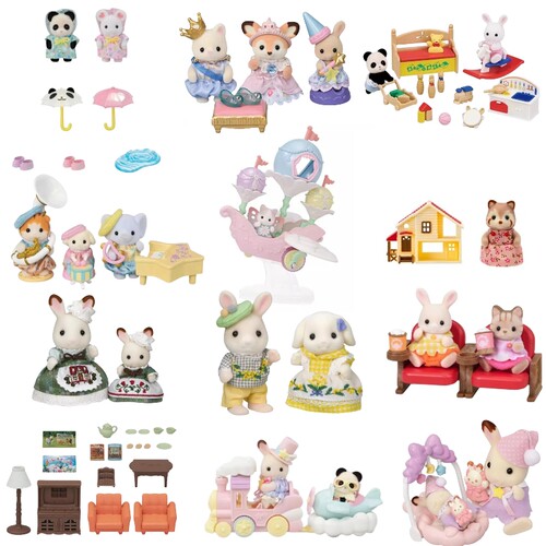 正品全新日本森贝儿家族过家家玩具公仔动物万圣节套装拿铁猫海豚