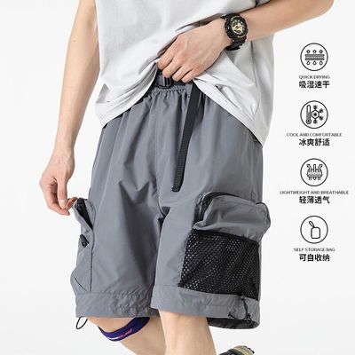 速干工装短裤男夏季薄款潮牌美式伞兵五分裤宽松运动休闲裤