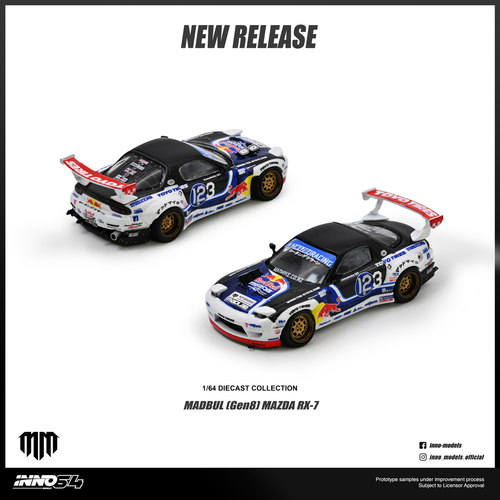 INNO 1:64 马自达 MAZDA RX-7 MAD MIKE MADBUL 仿真合金汽车模型