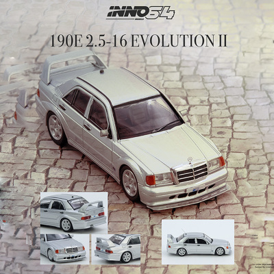 INNO 1:64 梅赛德斯-奔驰MERCEDES BENZ 190E银 仿真合金汽车模型