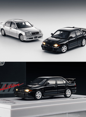 WHELART轮艺1:64三菱evo3黑色 皇冠11代 Athlete银色合金汽车模型