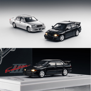 WHELART轮艺1:64三菱evo3黑色 皇冠11代 Athlete银色合金汽车模型