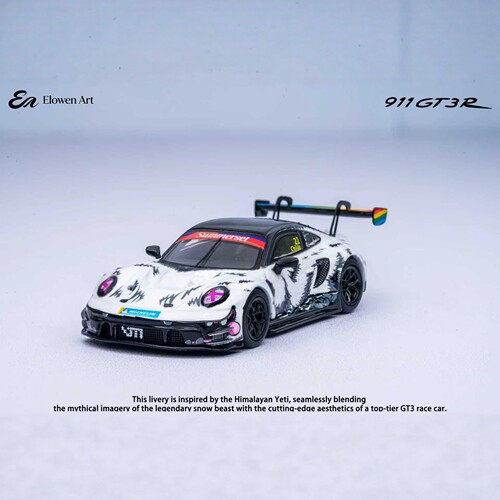 Elowen Art 1:64 保时捷911 GT3 R 白雪怪 仿真合金汽车模型收藏
