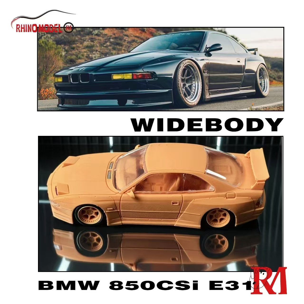 RM犀牛1:64宝马850CSi E31宽体改装版/跳灯 仿真合金汽车模型收藏