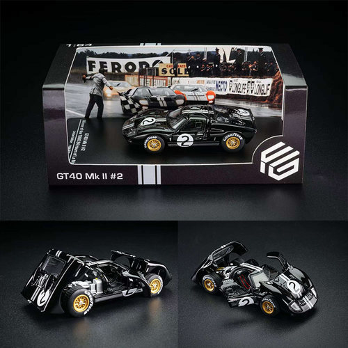 FG 1:64 福特GT40 Mk II #2 黑色白拉花 全开门 仿真合金汽车模型