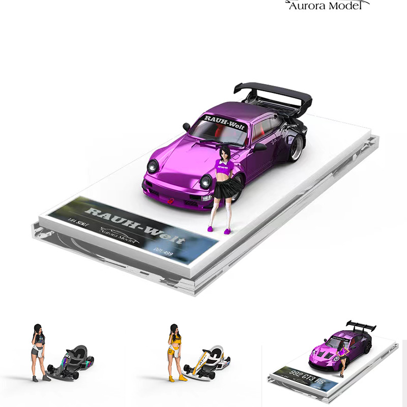 AM 1:64 保时捷 992 GT3 RS RWB 964 HKS 闪电卡丁车人偶套装涂装