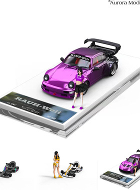 AM 1:64 保时捷 992 GT3 RS RWB 964 HKS 闪电卡丁车人偶套装涂装