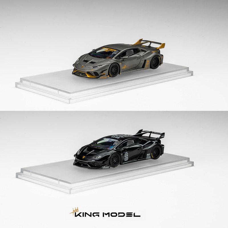 KM 1:64 兰博基尼 LB Huracan 飓风 小牛 黑灰色仿真合金汽车模型图片